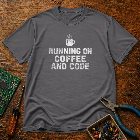 Running On Coffee And Code Retro Tech T-Shirt