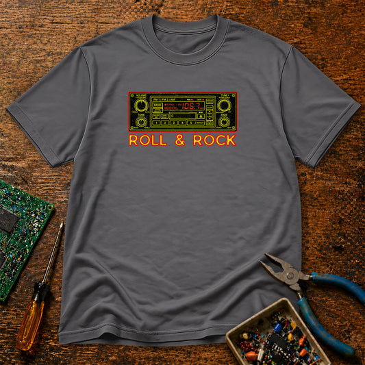 Roll and Rock Car Stereo Retro Tech T-Shirt