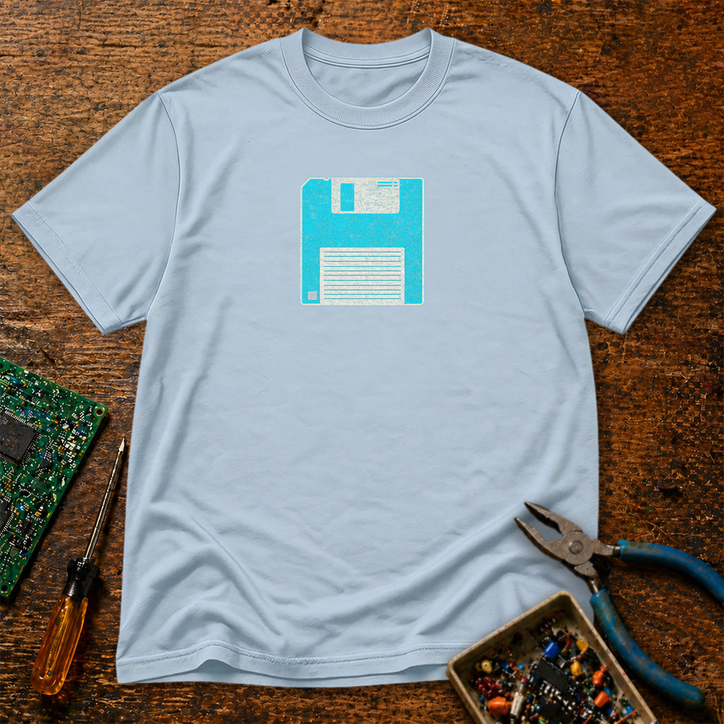 3-5 Inch Floppy Disk Electric Blue Retro Tech T-Shirt