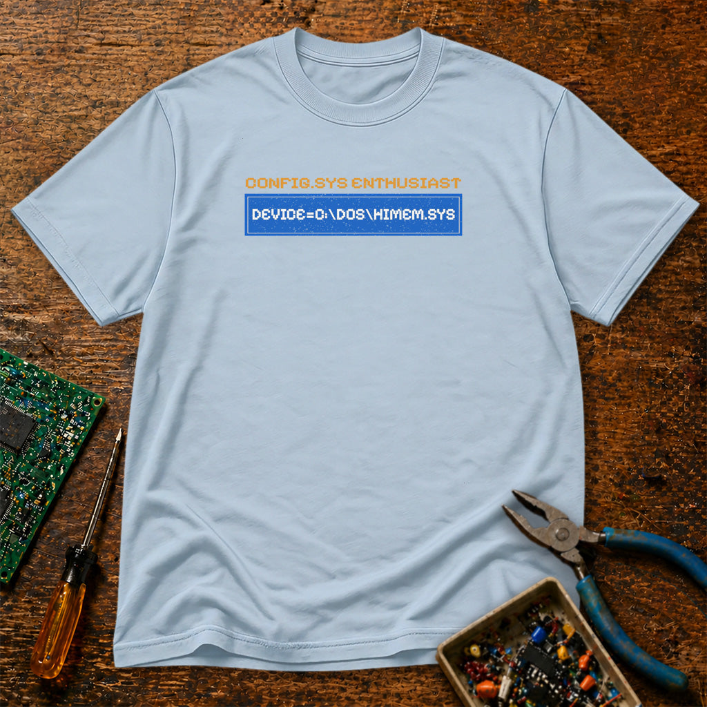 CONFIG.SYS ENTHUSIAST DEVICE-=C:\DOS\HIMEM.SYS Retro T-Shirt
