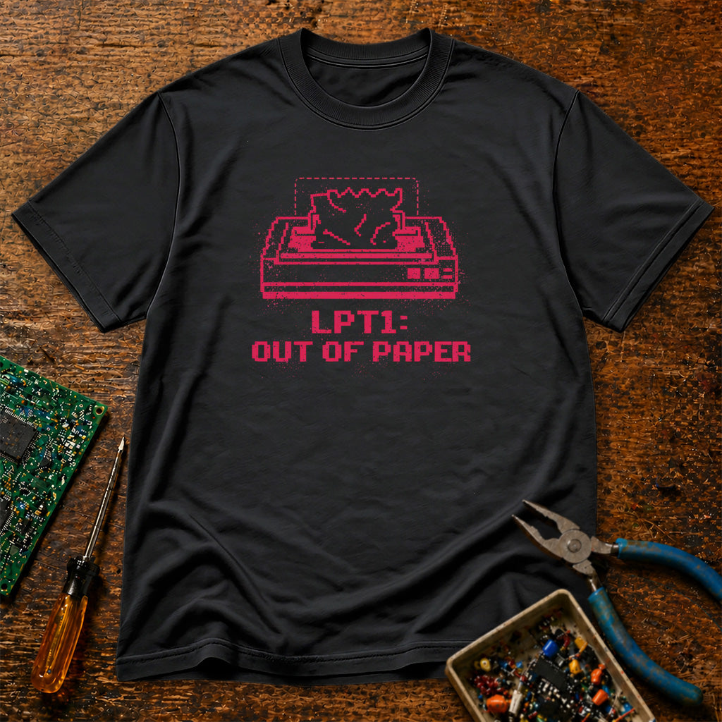 LPT1 Out of Paper Retro Tech T-Shirt