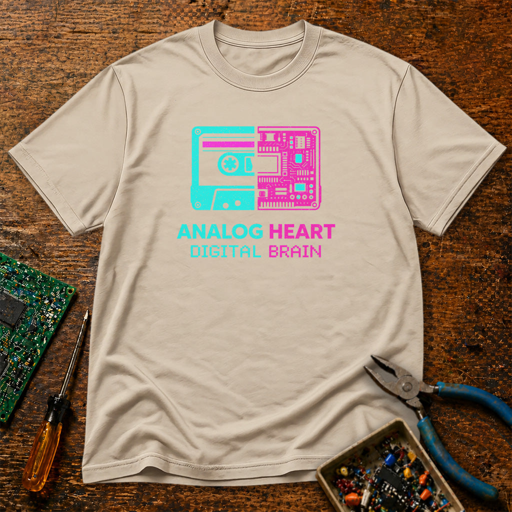 Analog Heart Digital Brain Retro Tech T-Shirt