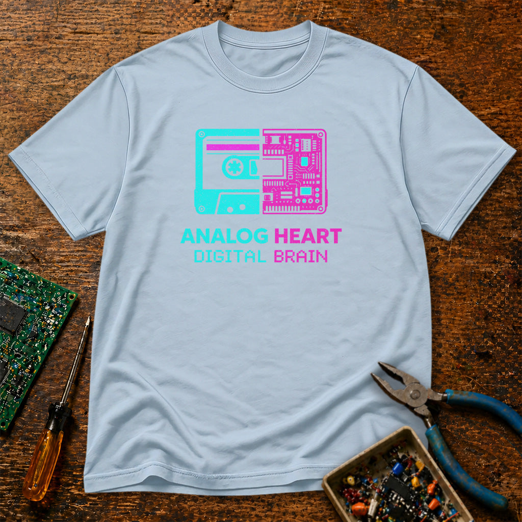 Analog Heart Digital Brain Retro Tech T-Shirt