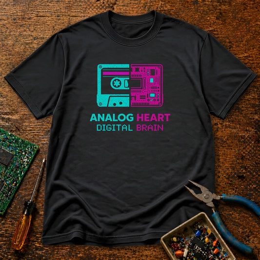 Analog Heart Digital Brain Retro Tech T-Shirt