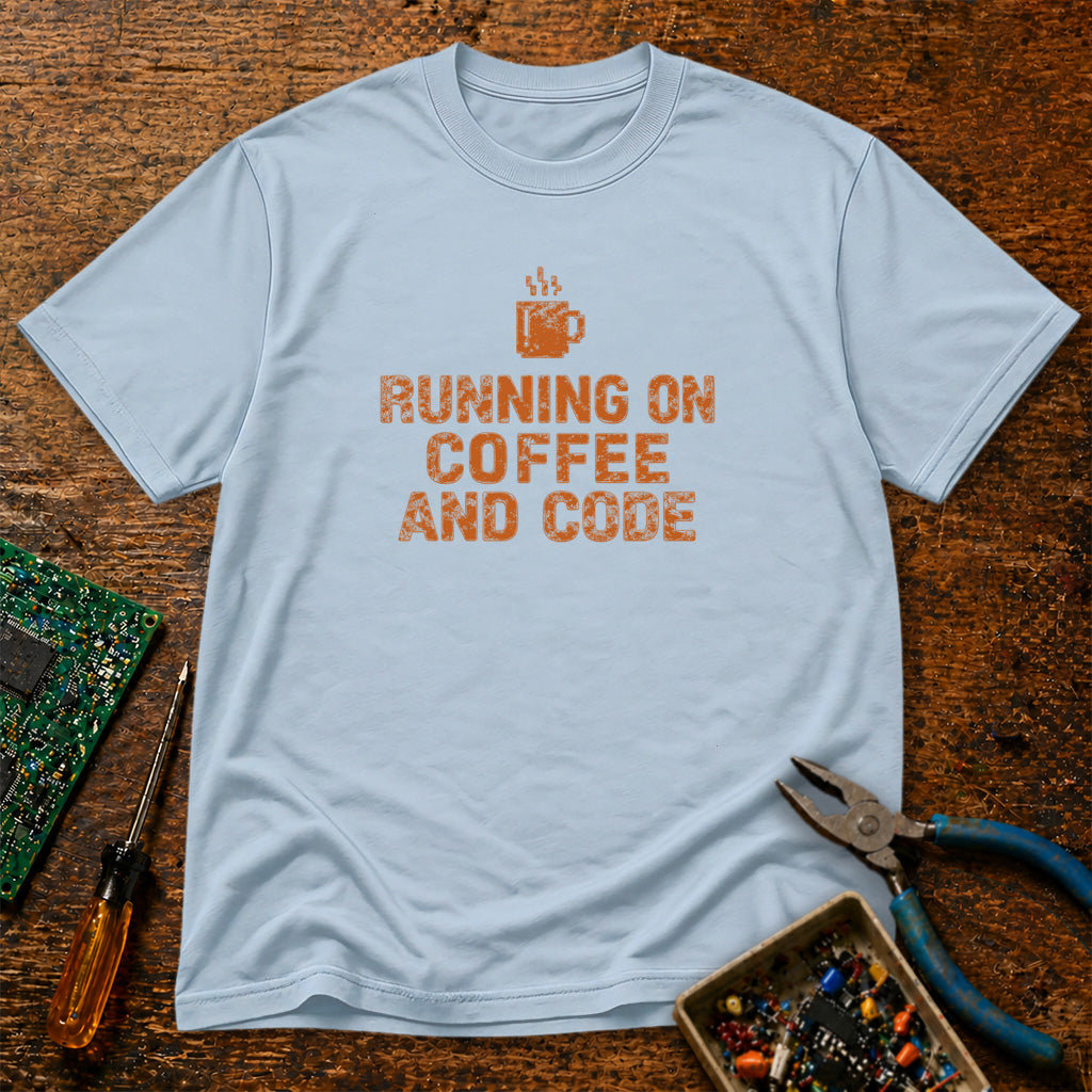 Running On Coffee And Code Retro Tech T-Shirt