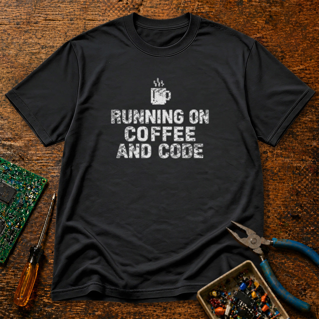 Running On Coffee And Code Retro Tech T-Shirt