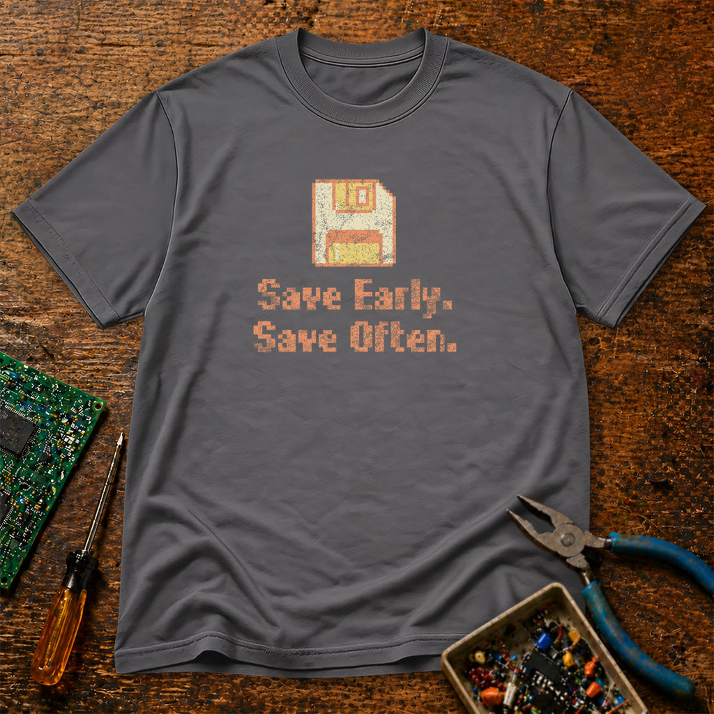 Save Early Save Often Retro Tech T-Shirt