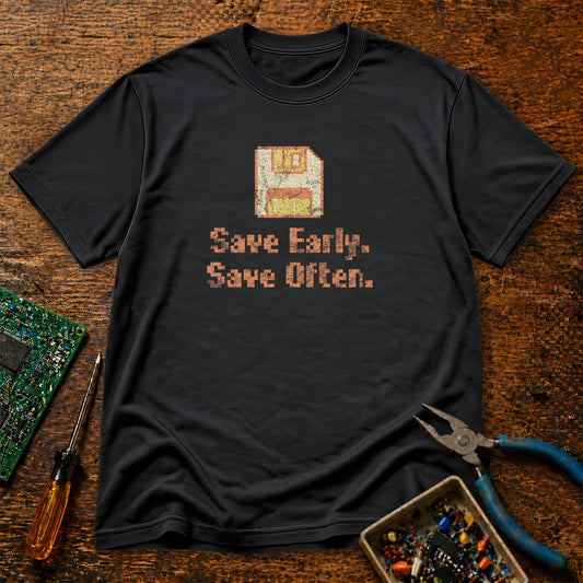 Save Early Save Often Retro Tech T-Shirt