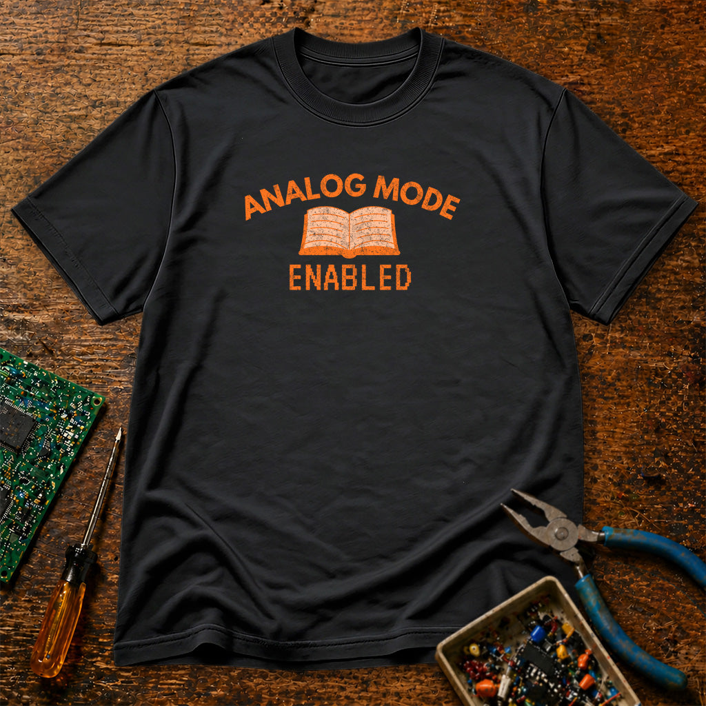 Analog Mode Enabled - Book - Retro Tech T-Shirt