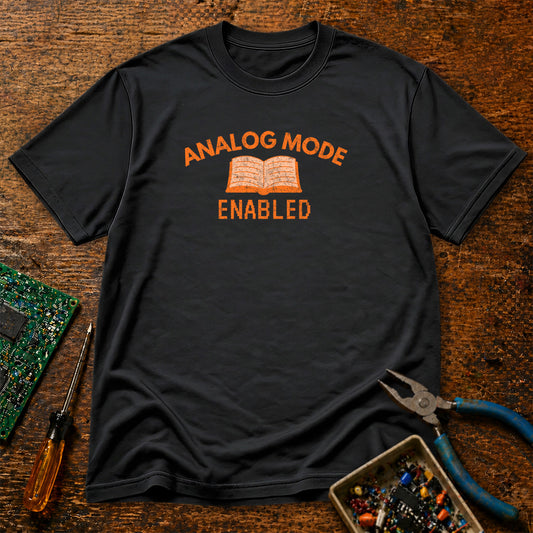 Analog Mode Enabled - Book - Retro Tech T-Shirt