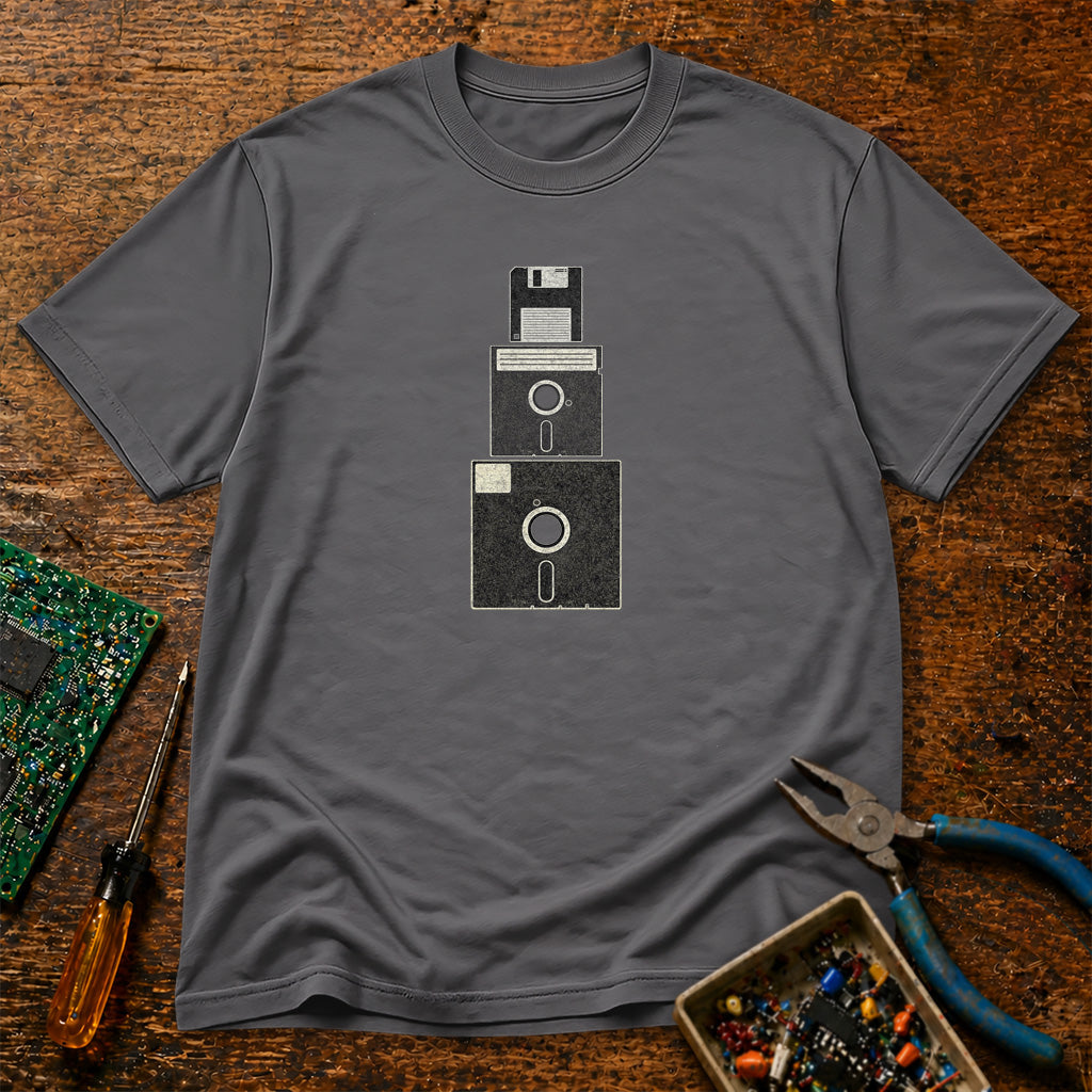 Floppy Disks Vertical Retro Tech T-Shirt