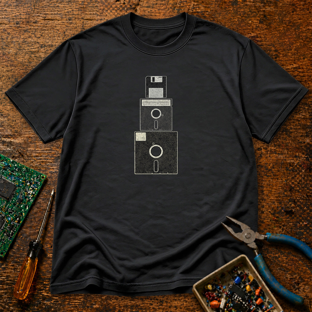 Floppy Disks Vertical Retro Tech T-Shirt