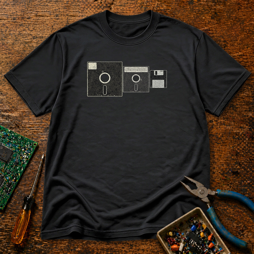 Floppy Disks Horizontal Retro Tech T-Shirt