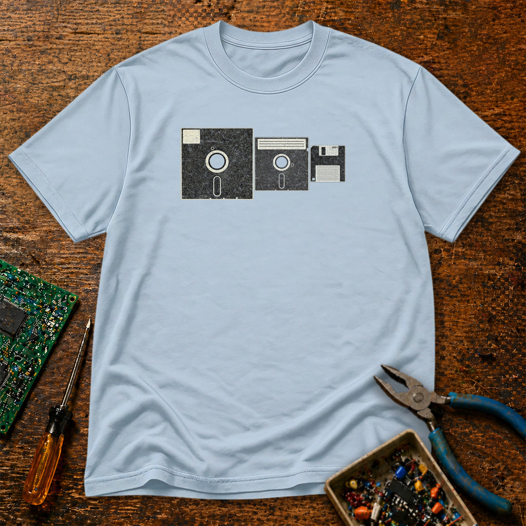 Floppy Disks Horizontal Retro Tech T-Shirt
