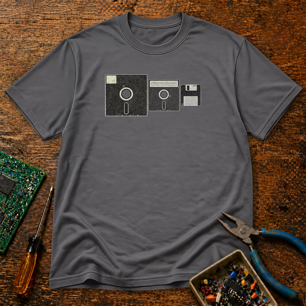 Floppy Disks Horizontal Retro Tech T-Shirt