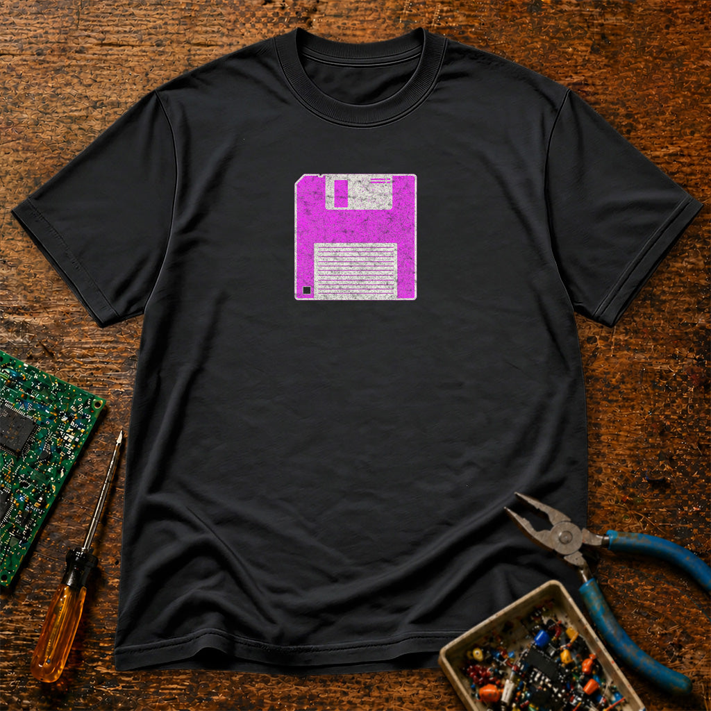 3-5 Inch Floppy Disk Synthwave Pink Retro Tech T-Shirt