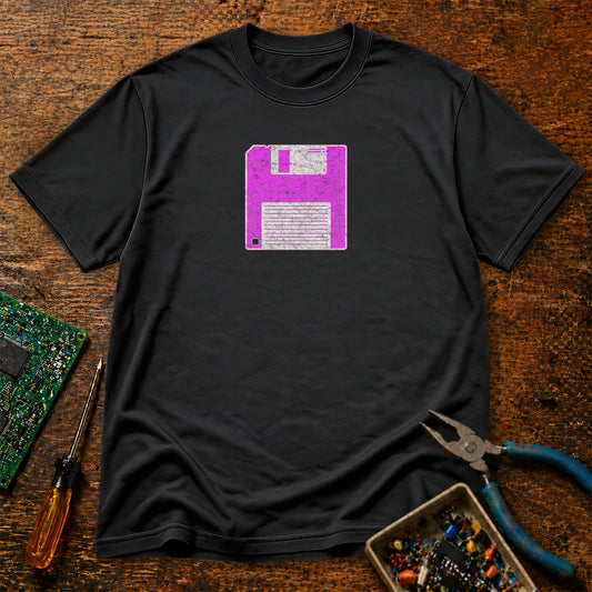3-5 Inch Floppy Disk Synthwave Pink Retro Tech T-Shirt