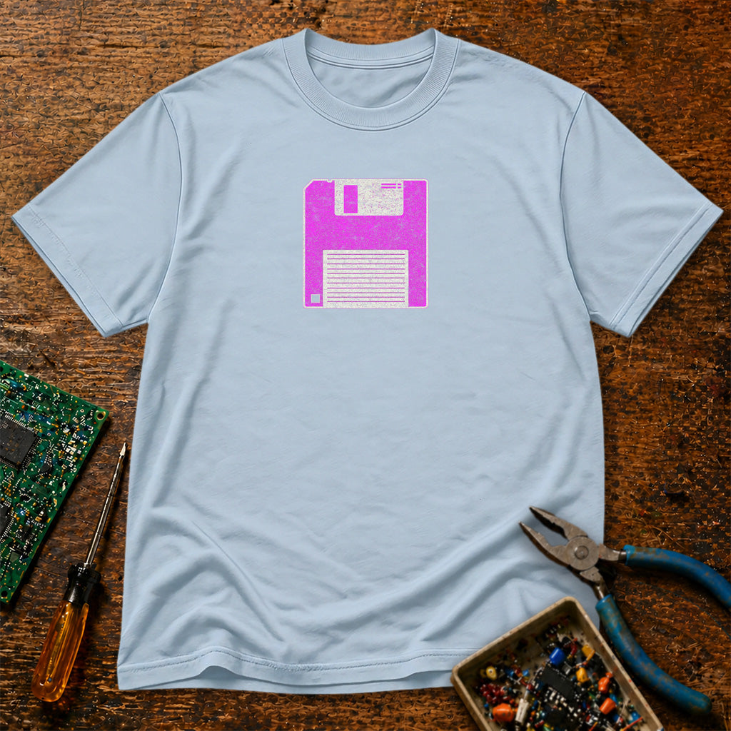 3-5 Inch Floppy Disk Synthwave Pink Retro Tech T-Shirt
