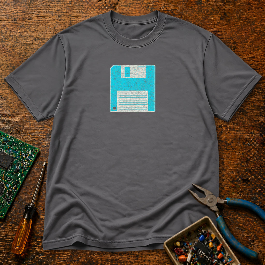 3-5 Inch Floppy Disk Electric Blue Retro Tech T-Shirt