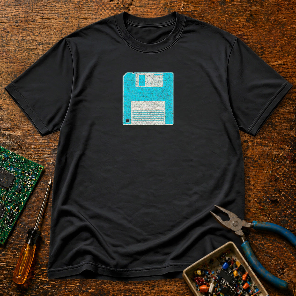 3-5 Inch Floppy Disk Electric Blue Retro Tech T-Shirt