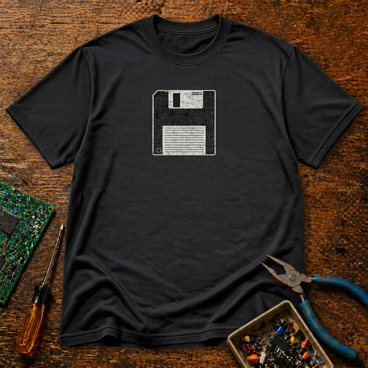 3-5 Inch Floppy Disk Classic Black Retro Tech T-Shirt