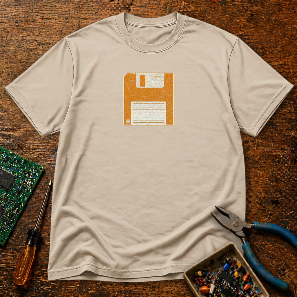 3-5 Inch Floppy Disk Burnt Orange Retro Tech T-Shirt