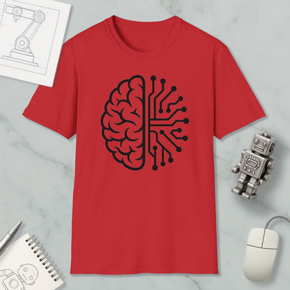 Half Brain Half Circuit Graphic Robot Nerd T-Shirt for Sci-Fi Fans