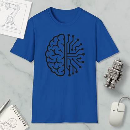 Half Brain Half Circuit Graphic Robot Nerd T-Shirt for Sci-Fi Fans